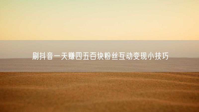 刷抖音一天赚四五百块粉丝互动变现小技巧