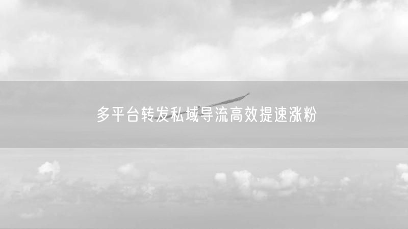多平台转发私域导流高效提速涨粉