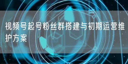 视频号起号粉丝群搭建与初期运营维护方案