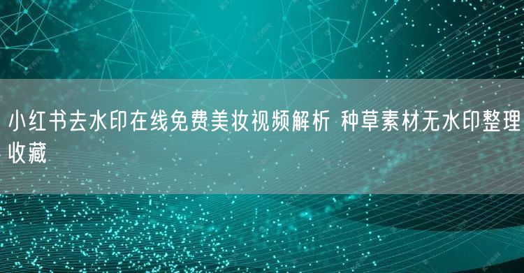 小红书去水印在线免费美妆视频解析 种草素材无水印整理收藏